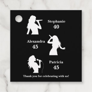 Triple the Fun Minimalist Black Joint Birthday Favour Tags