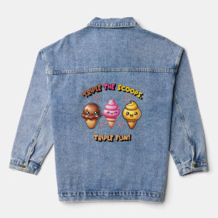 Triple the Scoops, Triple Fun! Plus Size Denim Jacket