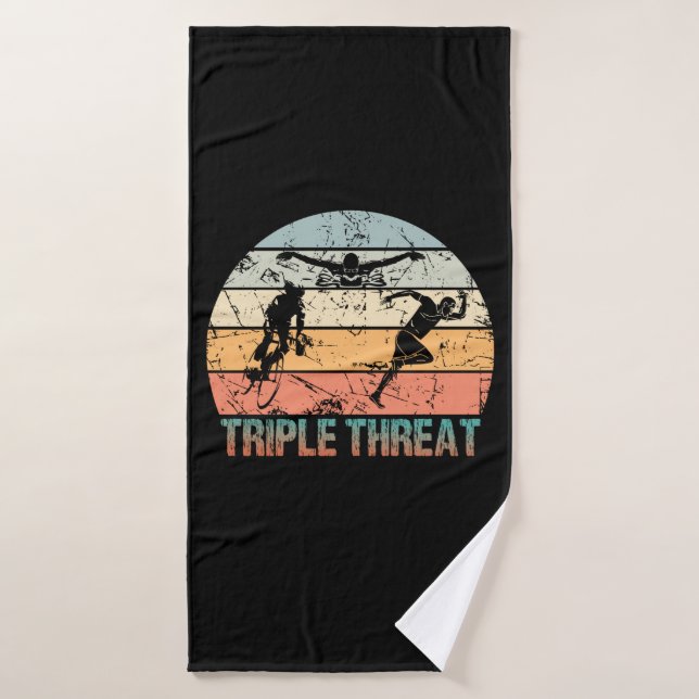 Triple Threat - Triathlon Athlete Bath Towel (Bath Towel)