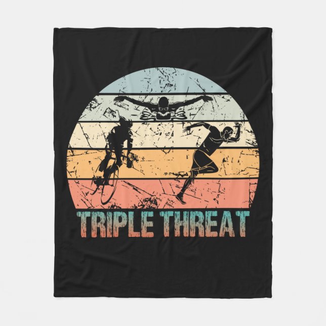 Triple Threat - Triathlon Athlete Fleece Blanket (Front)