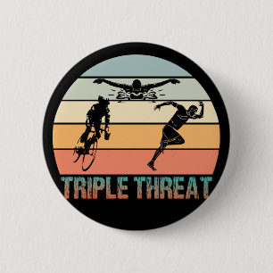 Triple Threat - Triathlon Sunset 6 Cm Round Badge
