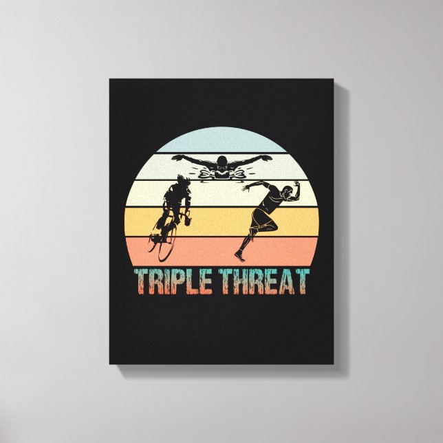 Triple Threat - Triathlon Sunset Canvas Print (Front)