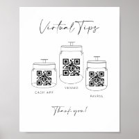 Triple Tip Jar Scan QR Code Cash App Payment Sign