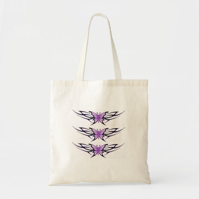 triple tribal butterfly pattern tote bag (Front)