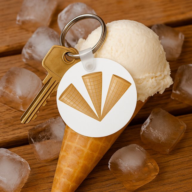 Triple Waffle Ice Cream Cone Summer Dessert Key Ring (Creator Uploaded)