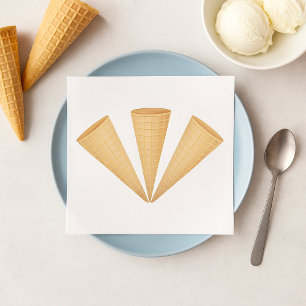 Triple Waffle Ice Cream Cone Summer Dessert Napkin