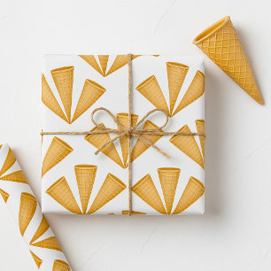 Triple Waffle Ice Cream Cone Summer Dessert Wrapping Paper