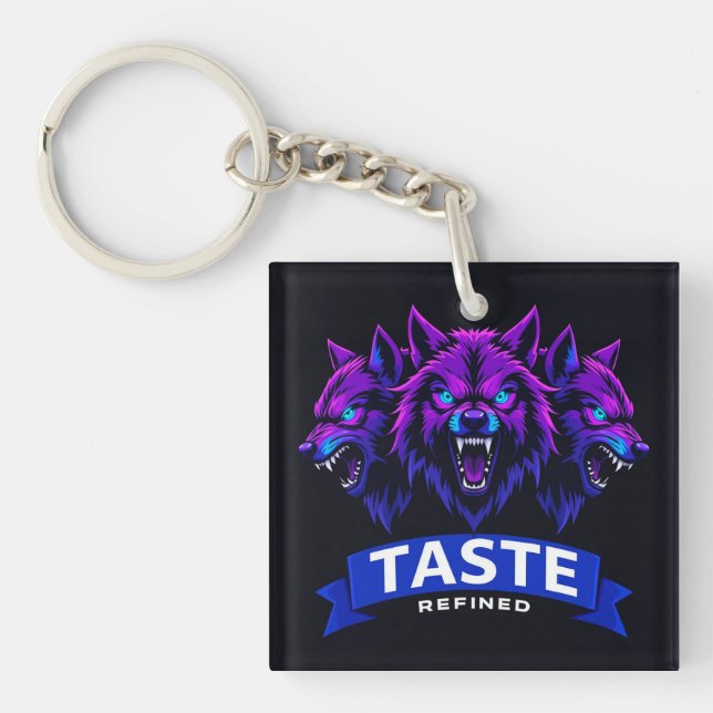 Triple Wolf Design Emphasising Strength Key Ring (Front)
