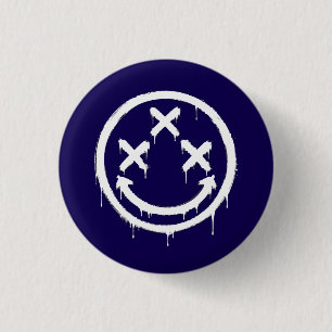 Triple X-Eyed Graffiti Smile 3 Cm Round Badge