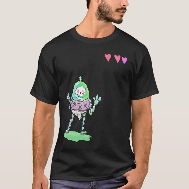 Triple X Skeleton Robot With Life Hearts T-Shirt (Front)