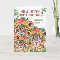 Triplet Baby Congratulations Cheetah Jungle Theme