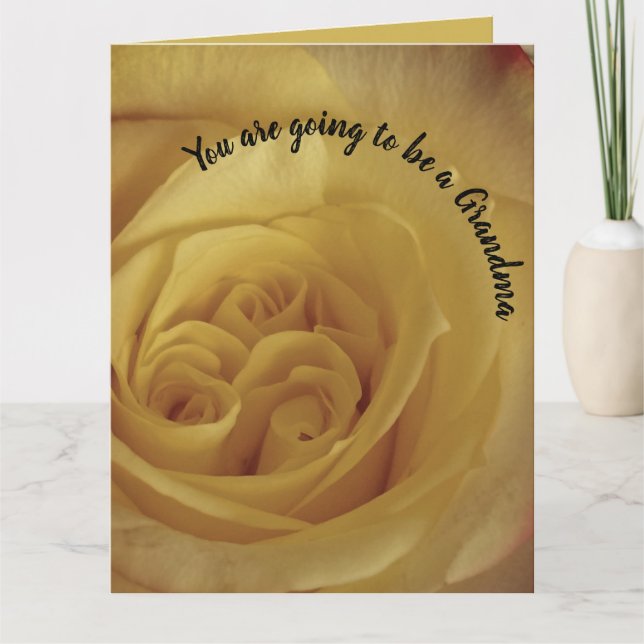 Triplet Baby Yellow Rose Photo Family Announcement (Front)