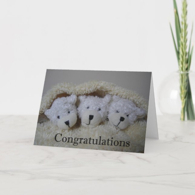 triplet bears congratulations card (Front)