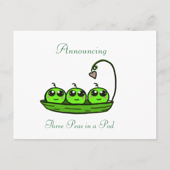 Triplet Birth Announcement Postcard (Front)