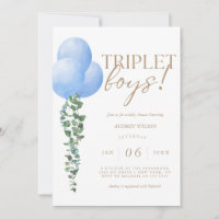 Triplet Boys Blue Balloon Baby Boys Shower