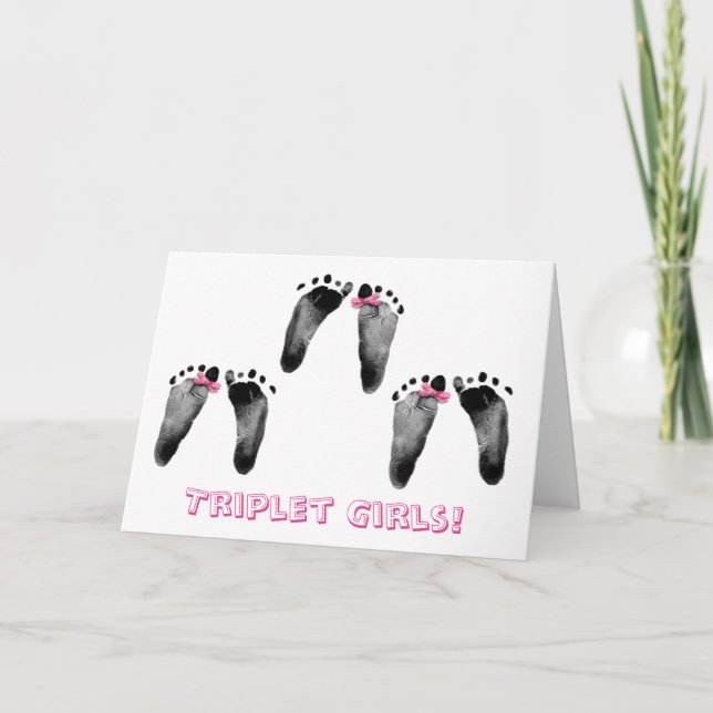 Triplet Girls Congratulations  Card (Front)