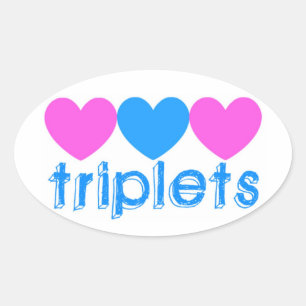 Triplet Two Girls One Boy Oval Sticker