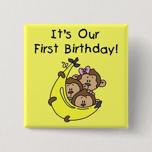 Triplets 1st - Two Boys, One Girl 15 Cm Square Badge (Front)