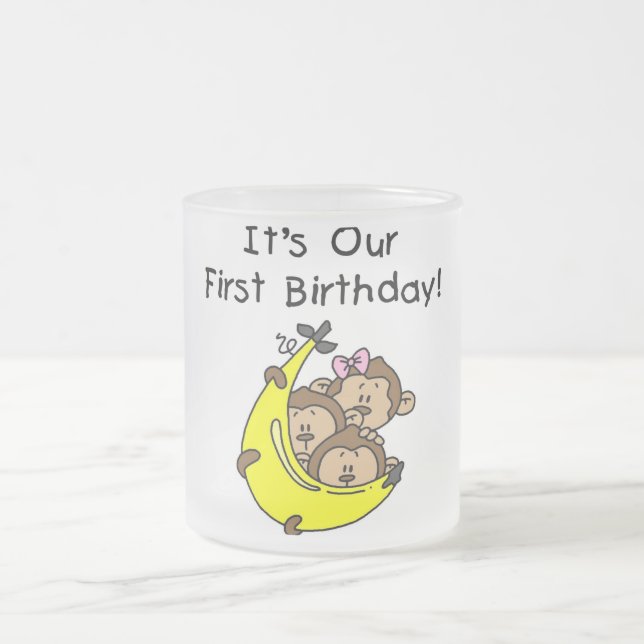 Triplets 1st - Two Boys, One Girl Frosted Glass Coffee Mug (Center)