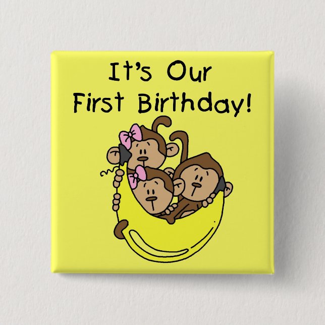 Triplets 1st - Two Girls One Boy Tshirts and Gifts 15 Cm Square Badge (Front)