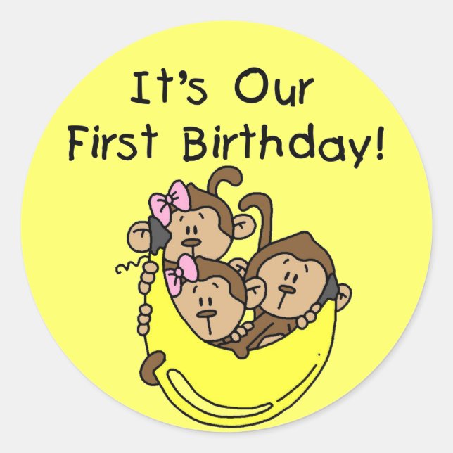 Triplets 1st - Two Girls One Boy Tshirts and Gifts Classic Round Sticker (Front)