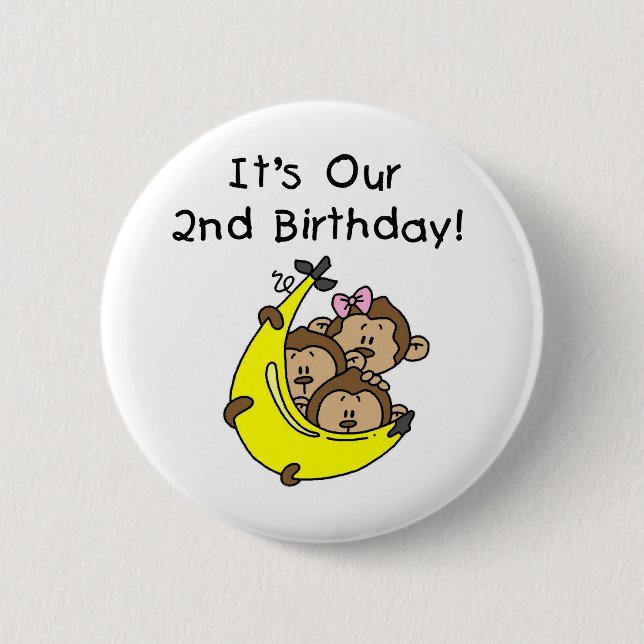 Triplets 2nd - Two Boys/ One Girl Tshirts 6 Cm Round Badge (Front)