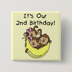 Triplets 2nd - Two Girls and a Boy 15 Cm Square Badge