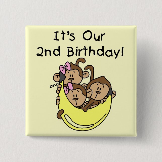 Triplets 2nd - Two Girls and a Boy 15 Cm Square Badge (Front)