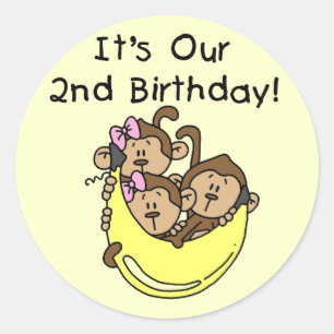 Triplets 2nd - Two Girls and a Boy Classic Round Sticker