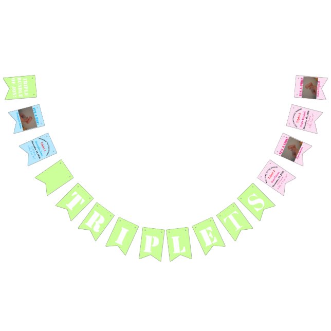 Triplets Baby Boy and Girl's Photos Bunting (All)