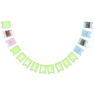 Triplets Baby Girl Boy's Photos Bunting