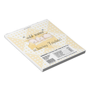 Triplets Baby Shower Candy Bar Wrapper Party Favou Notepad