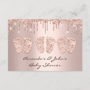 Triplets Baby Shower Feet Rose Drips Girl Boy Invitation