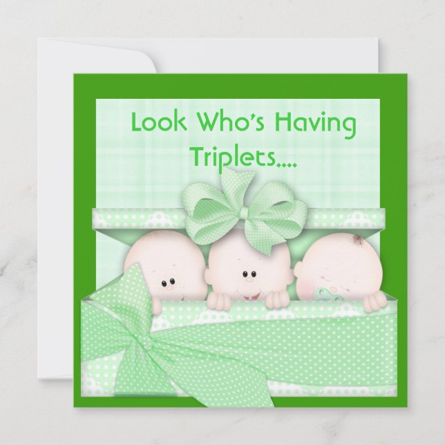 TRIPLETS BABY SHOWER  INVITATION for BOY AND GIRL (Front)