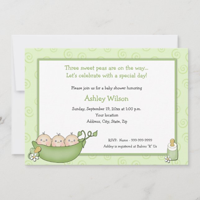 Triplets Baby Shower Invitations (Front)