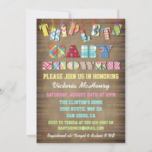 Triplets  Baby Shower Invitations