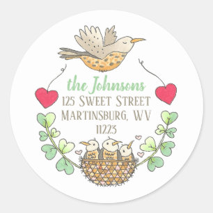 Triplets Baby Shower Return Address Classic Round Sticker