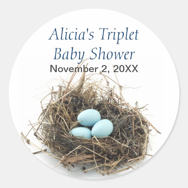 Triplets Baby Shower Sticker (Front)