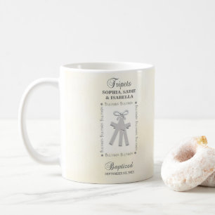 Triplets Baptism on Yellow 3 Crosses Personalised Coffee Mug