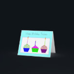 Triplets Birthday  Card<br><div class="desc">A cute illustration of three cupcakes with a candle on each for a birthday card for triplets. This would be a perfect card to send any triplets you know.</div>