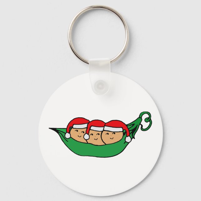 Triplets Christmas Pod Graphic Key Ring (Front)