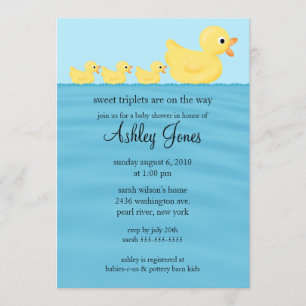 Triplets Duck Baby Shower Invitation