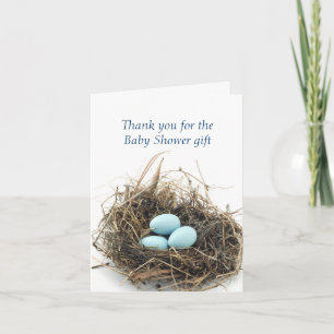 Triplets Eggs in Nest Baby Shower Thank You Card
