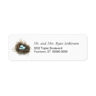 Triplets Eggs in Nest Return Address Label
