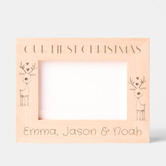 Triplets First Christmas, Personalized Landscape Etched Frames