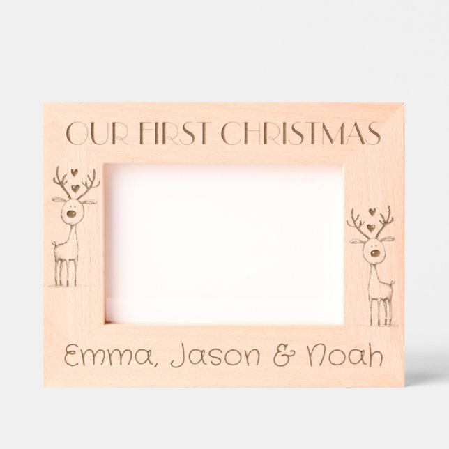 Triplets First Christmas, Personalized Landscape   Etched Frames (Front)