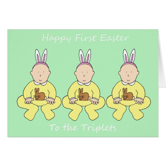 Triplets First Easter Cute Babies (Front Horizontal)