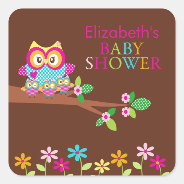 Triplets Owl Thank You Baby Shower  Square Sticker (Front)