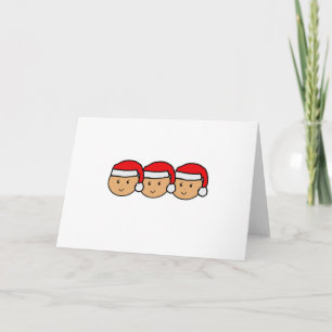Triplets Santa Hat Graphic Holiday Card