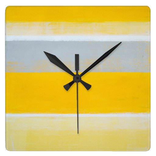 Image of 'Tripped' Grey and Yellow Abstract Art Clock